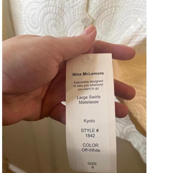 NWT Nina McLemore Off White Textured Button-Front Blazer Size 8 Kyoto USA - Picture 3 of 9